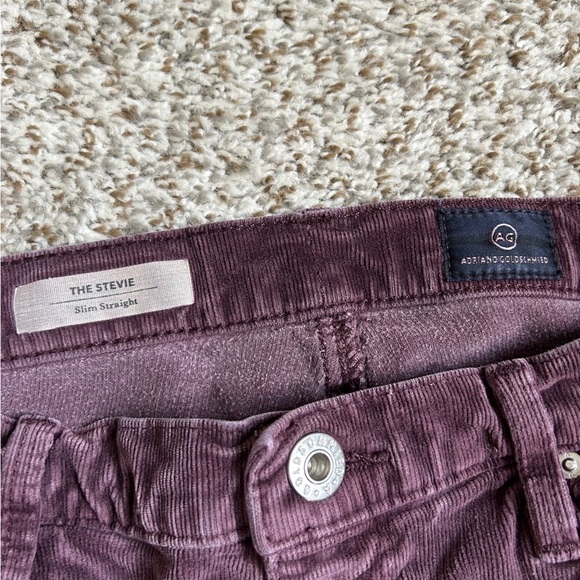 Ag Adriano Goldschmied Purple Corduroy Low Rise Slim Straight The Stevie Casual - Picture 2 of 7